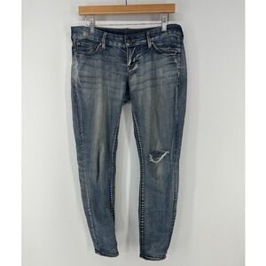 Zelda Slim Fit Jeans Womens 6S Blue Distressed Ripped Knee Low Rise‎ Denim Pants